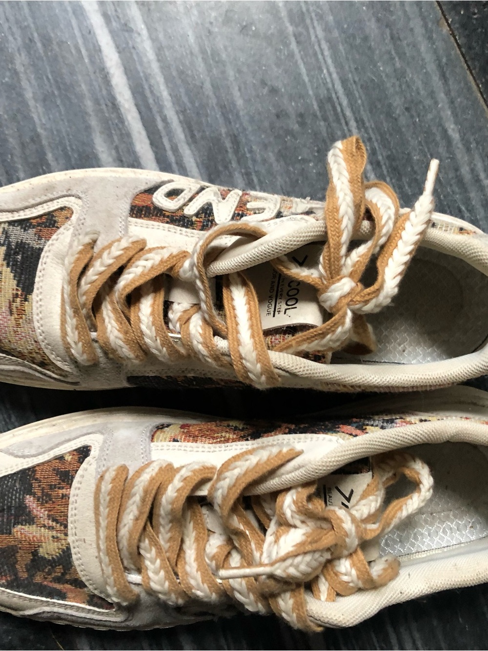 Hoka Kids Tan and Cream Patterned Lace-Up Sneakers